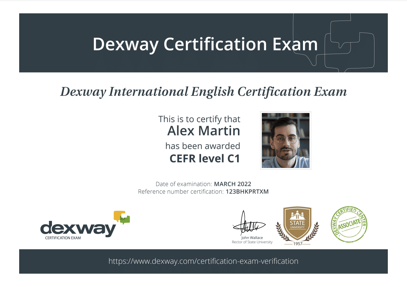 Sample Dexway Certification