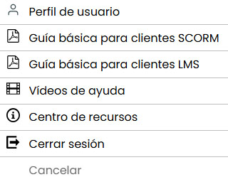 Menú Portal de clientes
