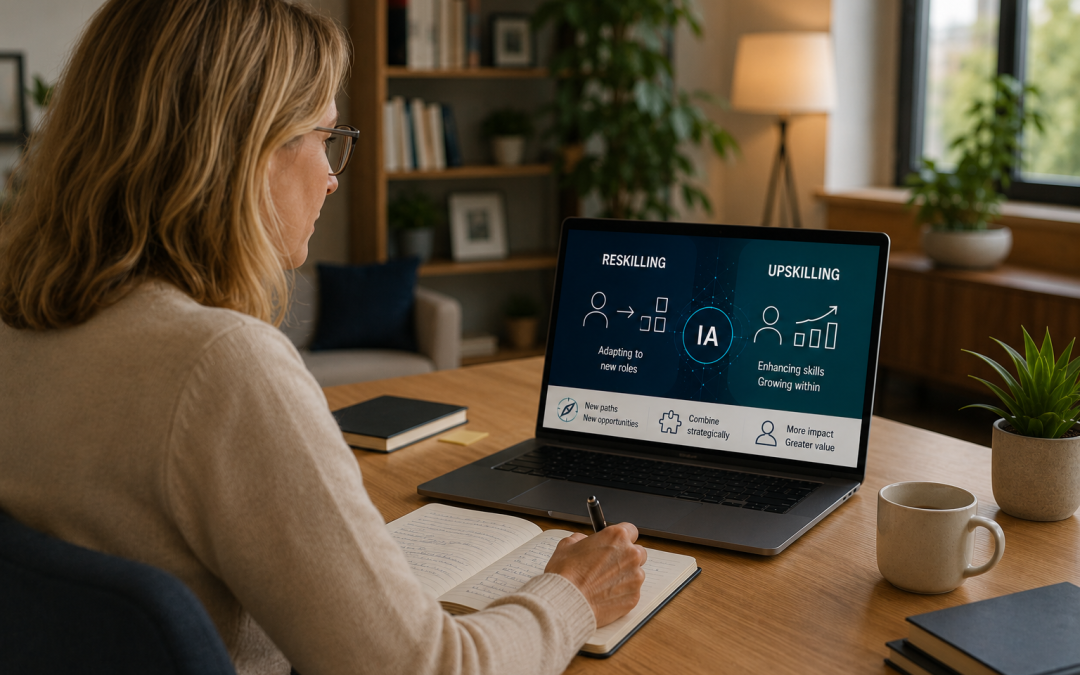 Reskilling and upskilling in the age of AI: when each strategy is right and how to combine them